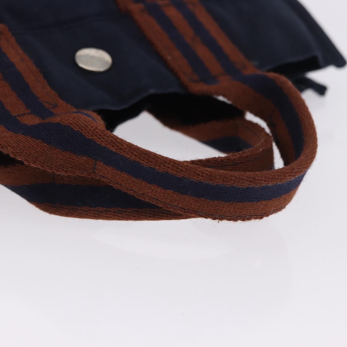 HERMES Fourre Tout PM Hand Bag cotton Navy Silver Auth 199880