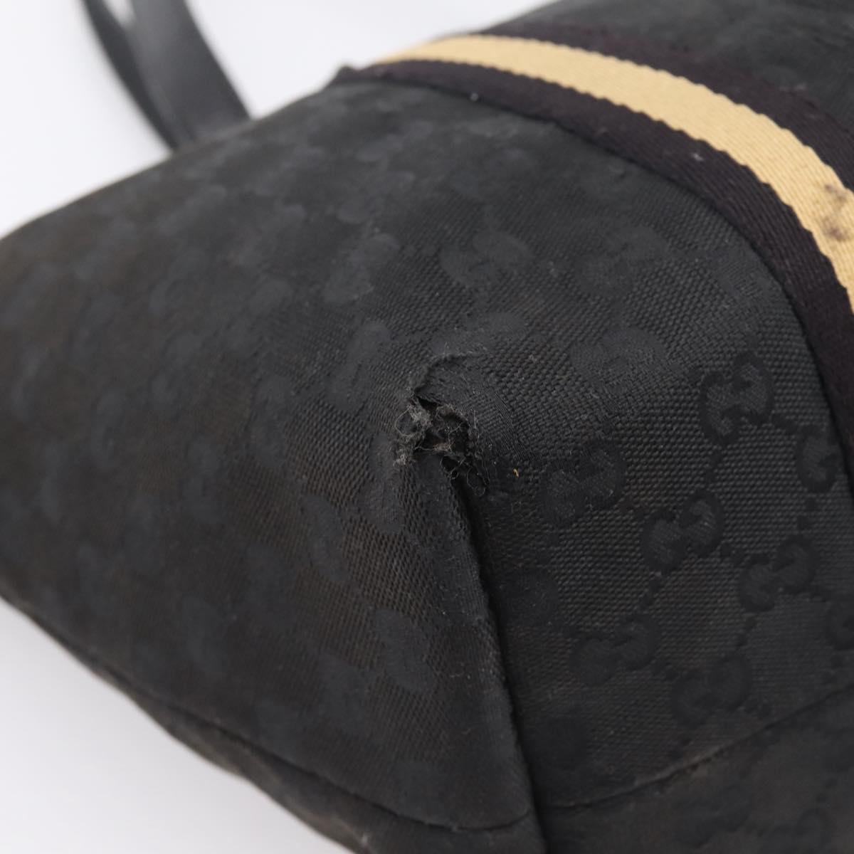 GUCCI GG Canvas Sherry Line Tote Bag Black Gold 139260 Auth 199881