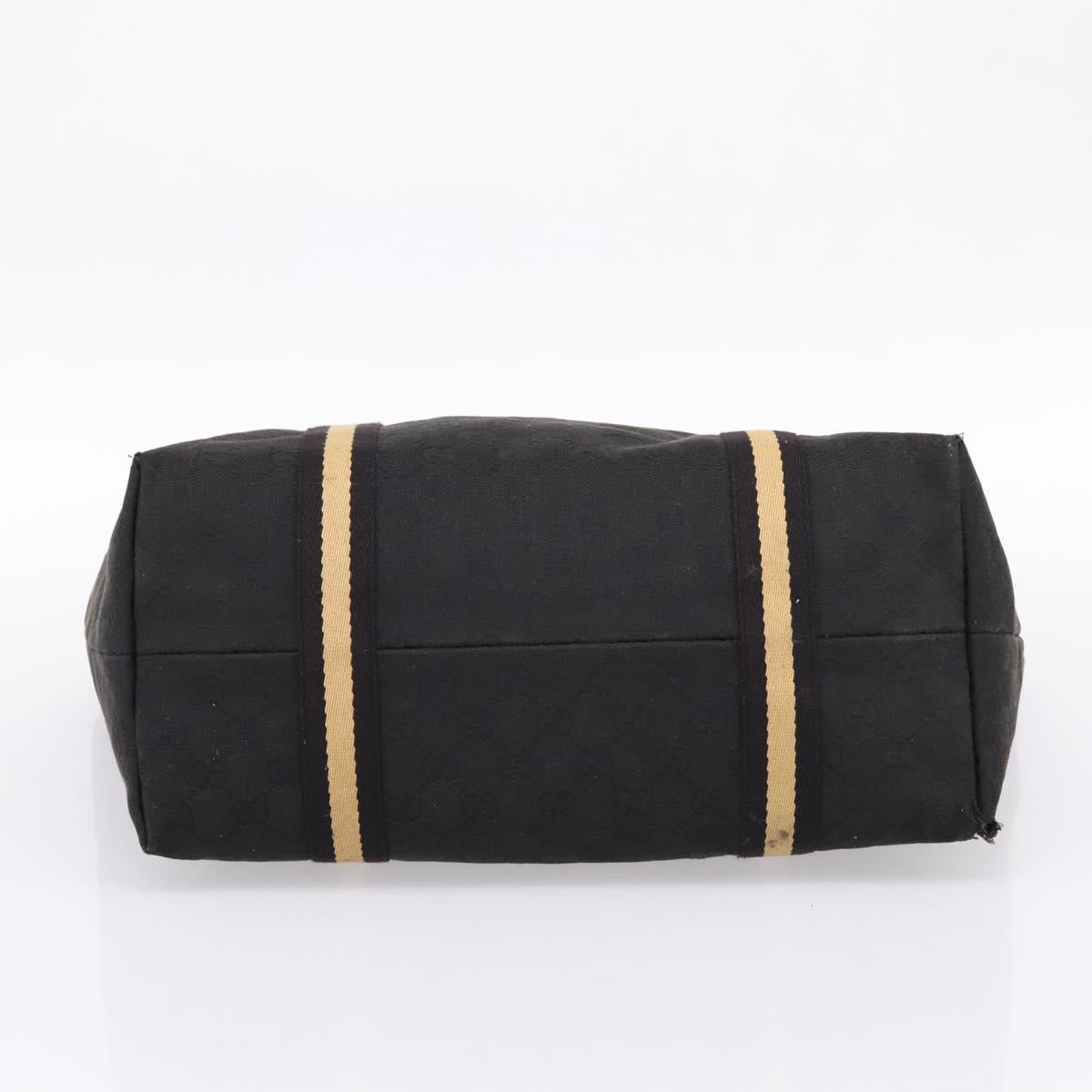 GUCCI GG Canvas Sherry Line Tote Bag Black Gold 139260 Auth 199881