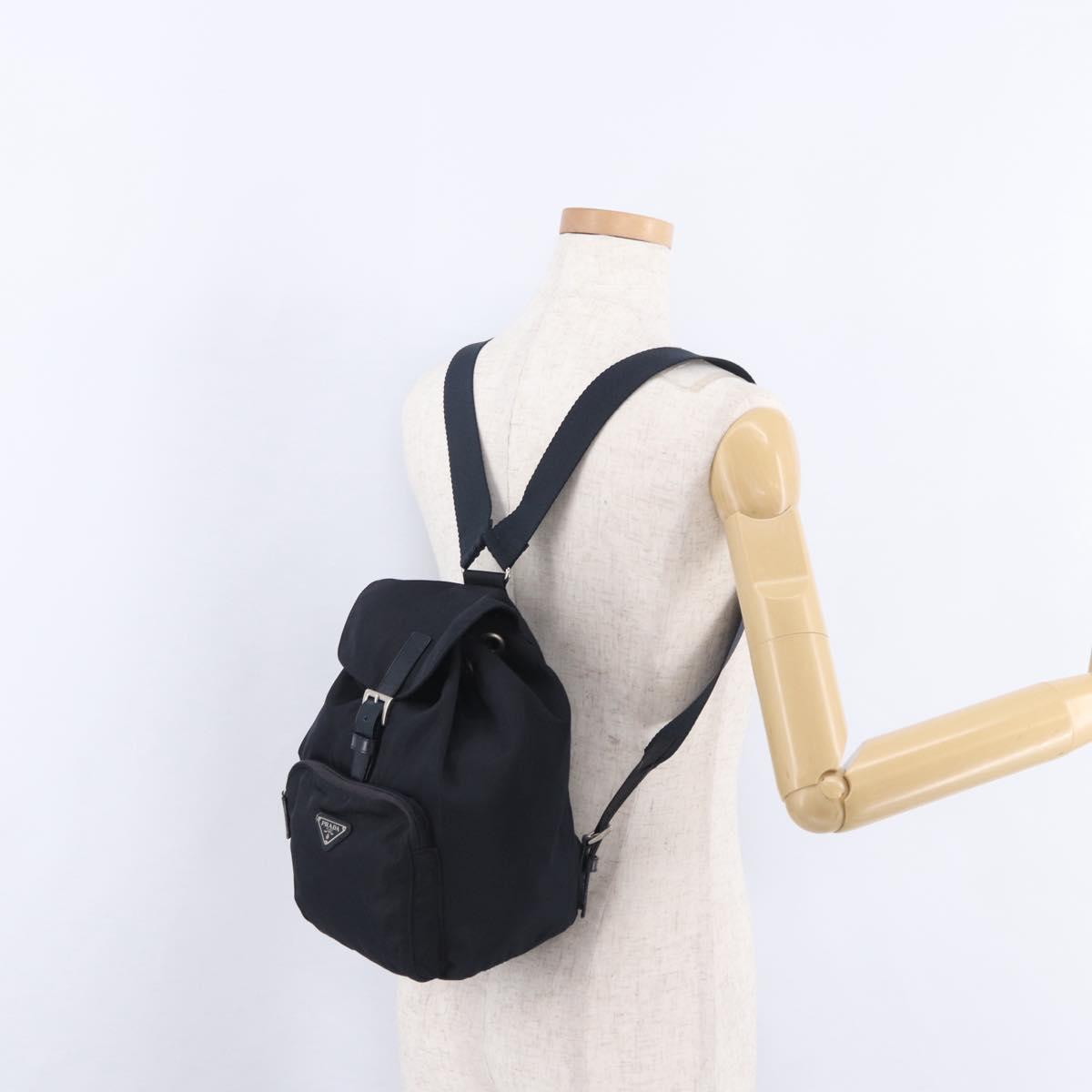 PRADA Backpack Nylon Black Silver Auth 199882A