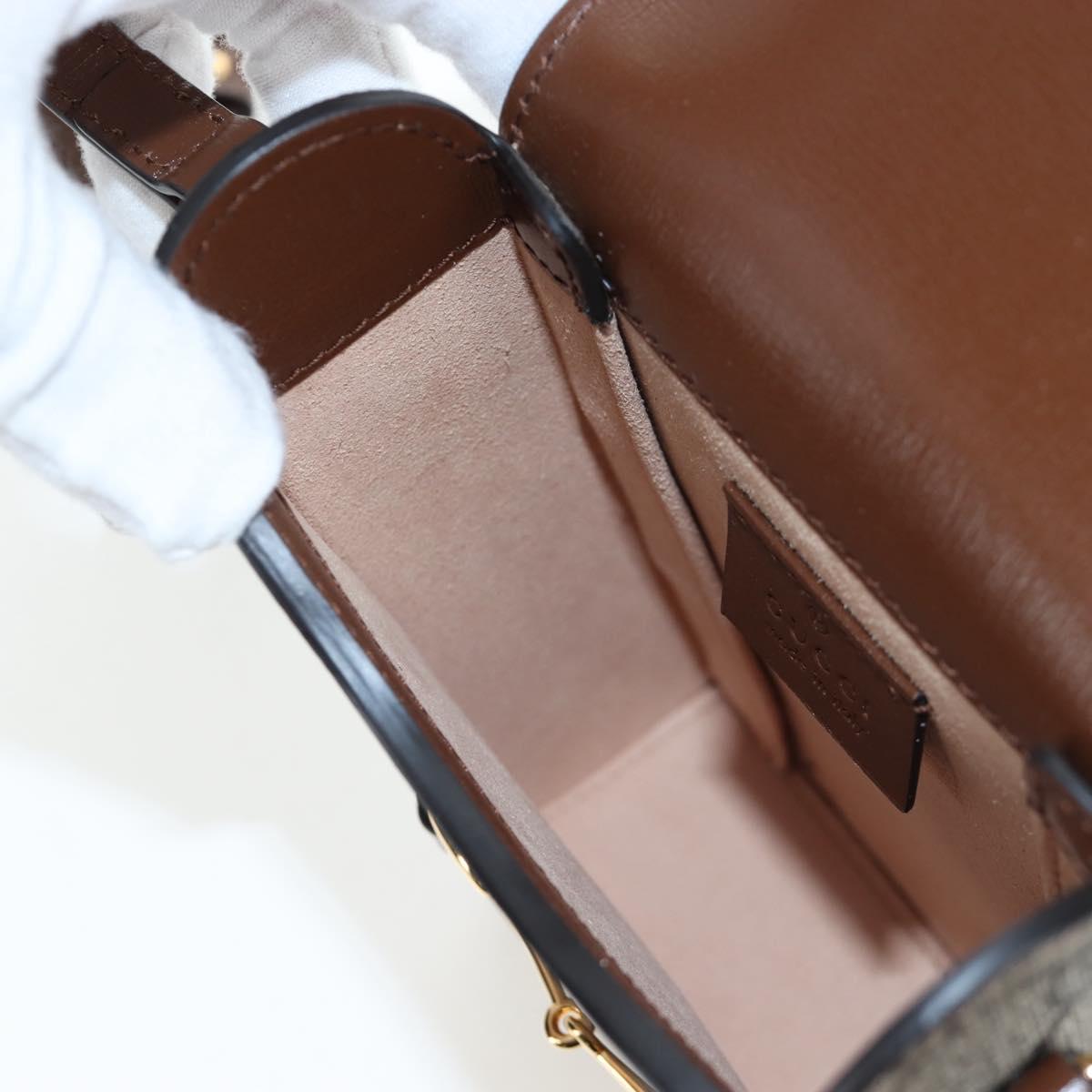GUCCI GG Supreme Horsebit Shoulder Bag PVC Beige Gold 625615 Auth 199883V