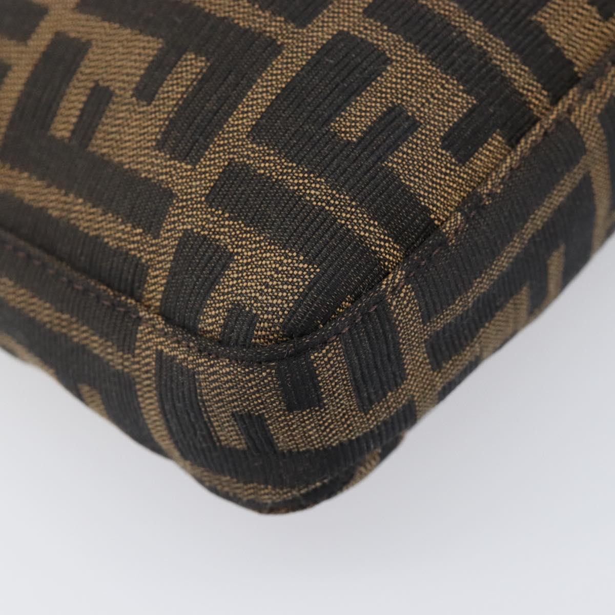 FENDI Zucca Canvas Mamma Baguette Shoulder Bag Black Brown Auth 199886V