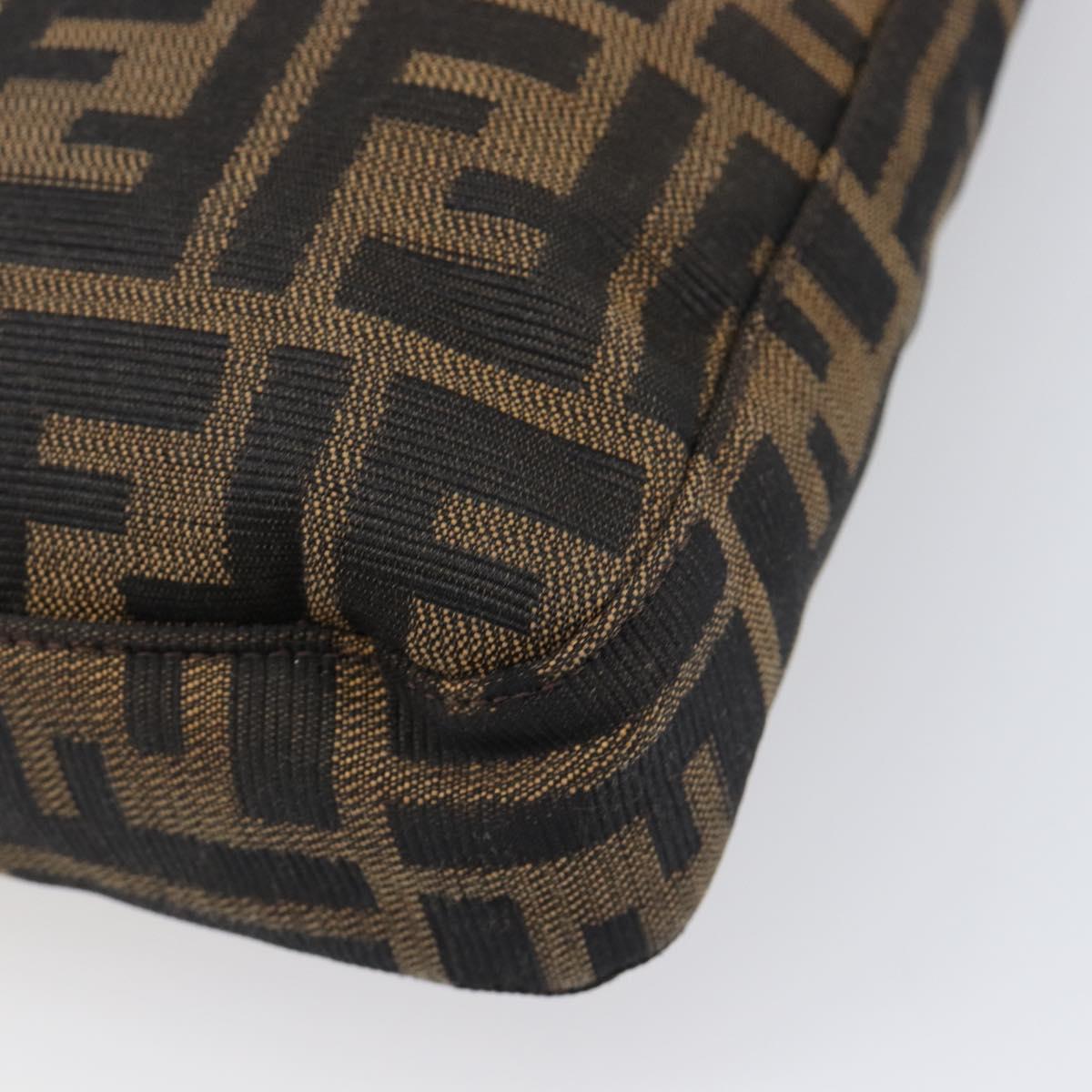 FENDI Zucca Canvas Mamma Baguette Shoulder Bag Black Brown Auth 199886V