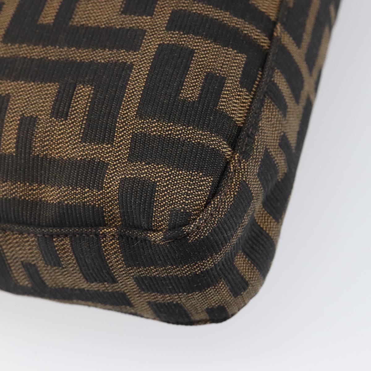 FENDI Zucca Canvas Mamma Baguette Shoulder Bag Black Brown Auth 199886V