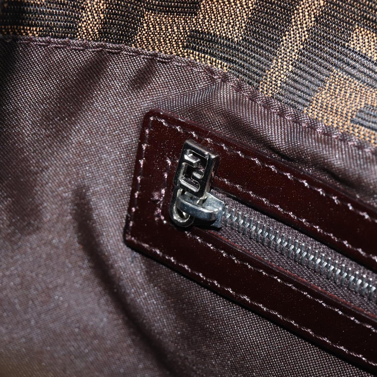 FENDI Zucca Canvas Mamma Baguette Shoulder Bag Black Brown Auth 199886V