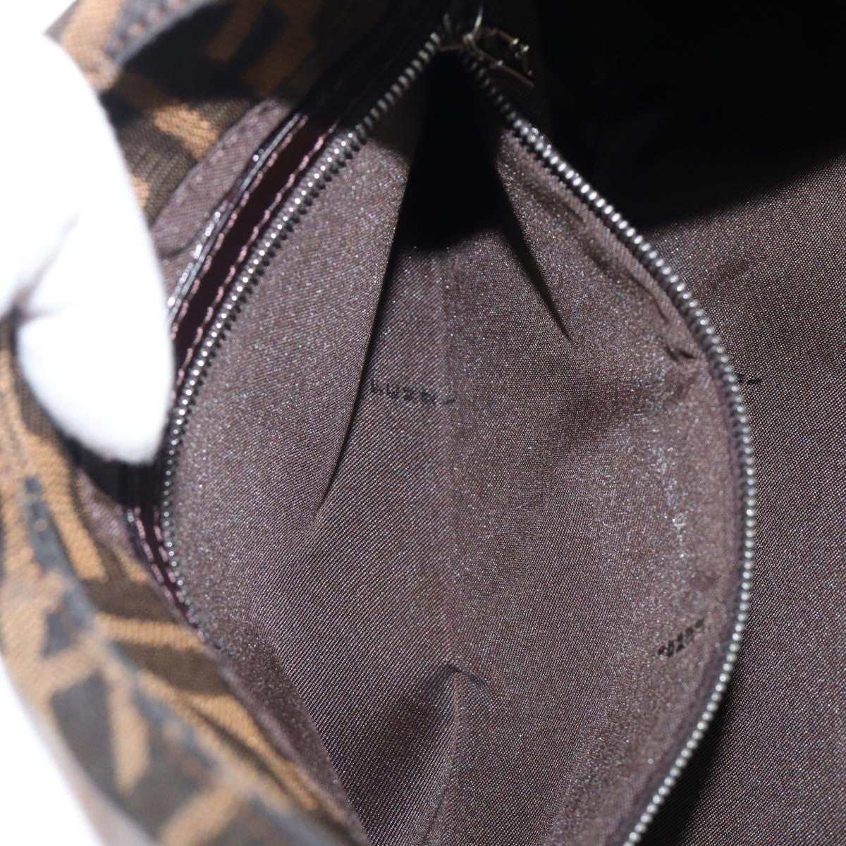 FENDI Zucca Canvas Mamma Baguette Shoulder Bag Black Brown Auth 199886V