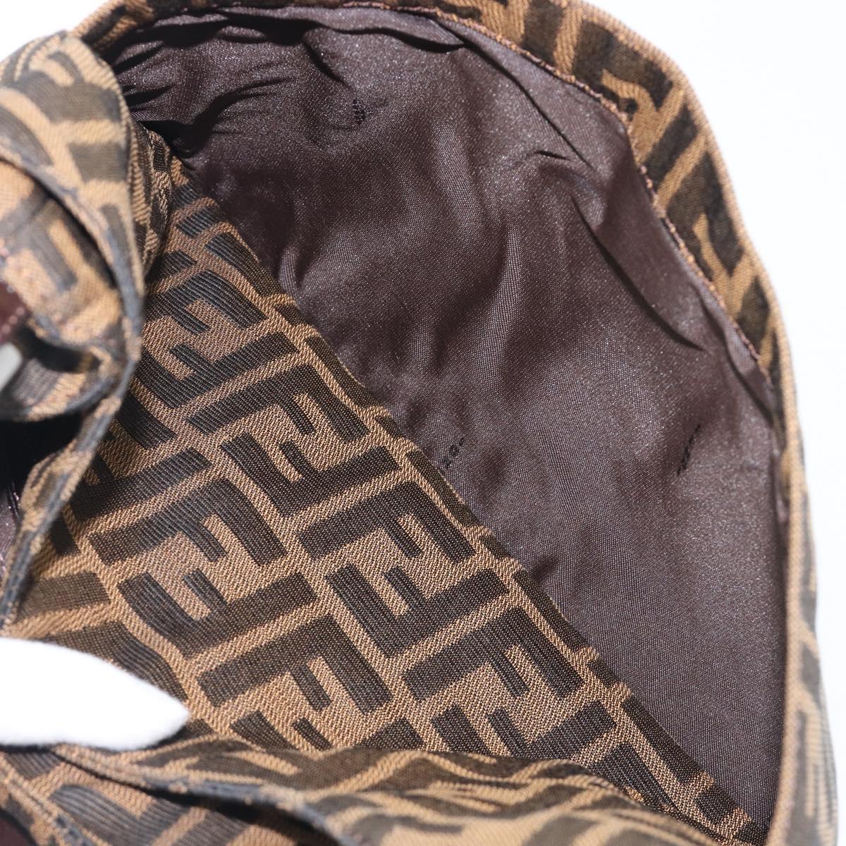 FENDI Zucca Canvas Mamma Baguette Shoulder Bag Black Brown Auth 199886V
