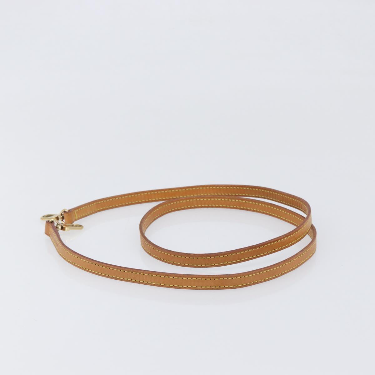 LOUIS VUITTON Nume leather Shoulder Strap Leather 46.5"" Beige LV Auth 199890