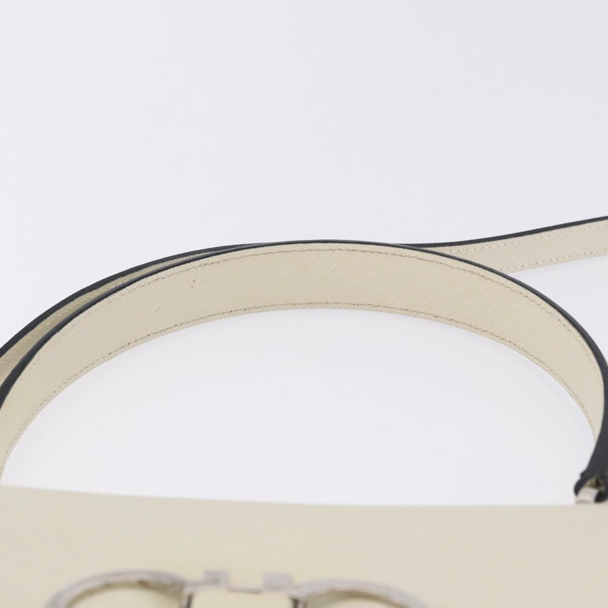 Salvatore Ferragamo Hand Bag Leather 2way Ivory Silver Auth 199898