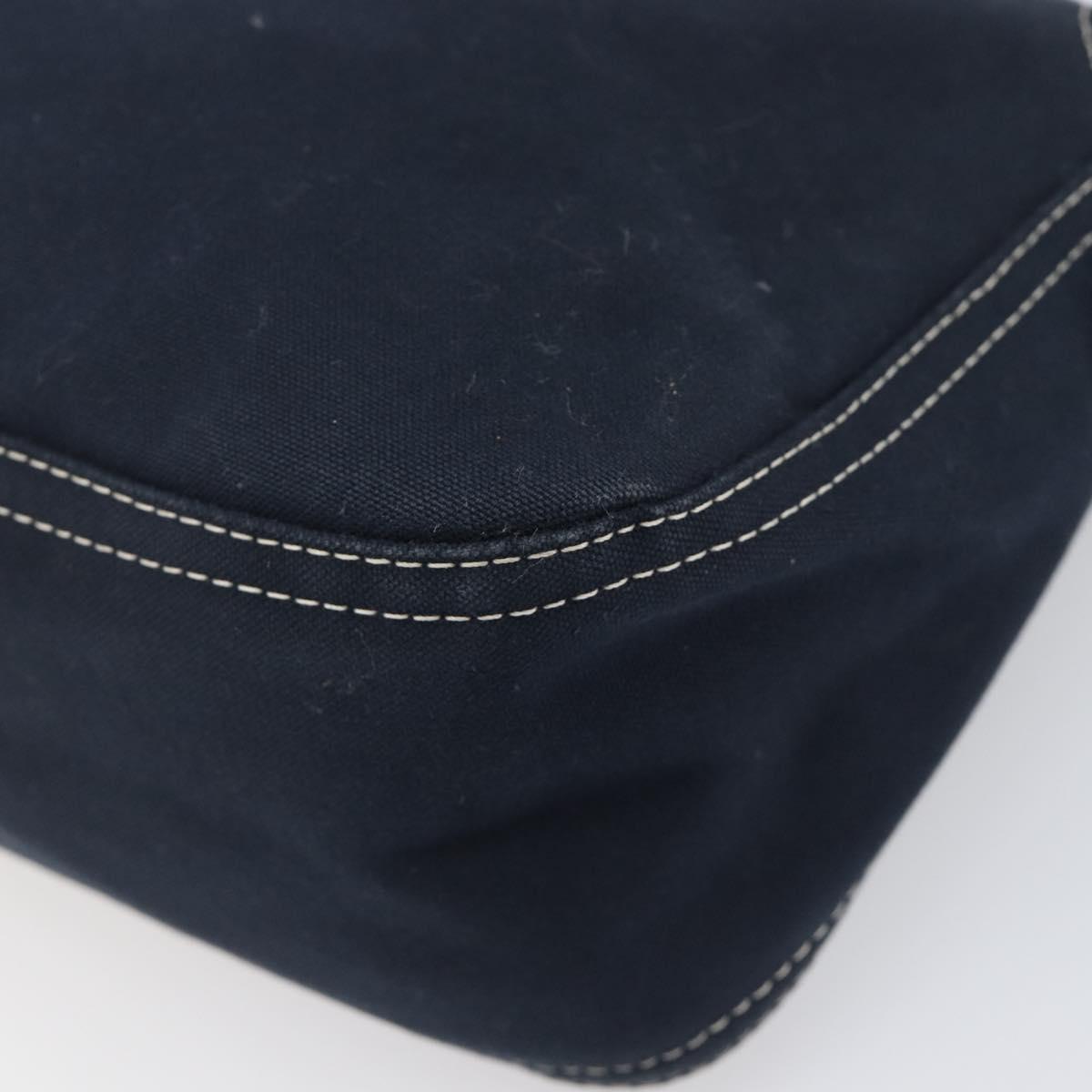 FENDI Mamma Baguette Shoulder Bag Canvas Navy Silver Auth 199899A