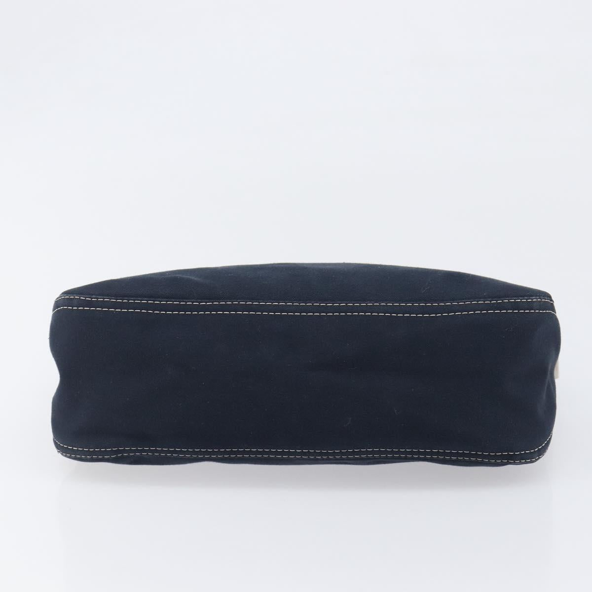 FENDI Mamma Baguette Shoulder Bag Canvas Navy Silver Auth 199899A