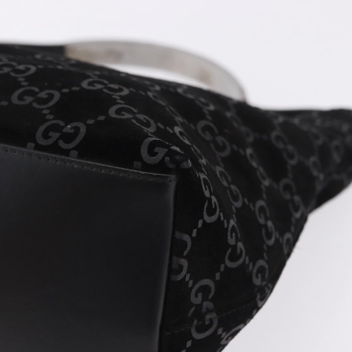 GUCCI GG Canvas Shoulder Bag Suede Black 001 3298 1669 Auth 199902A