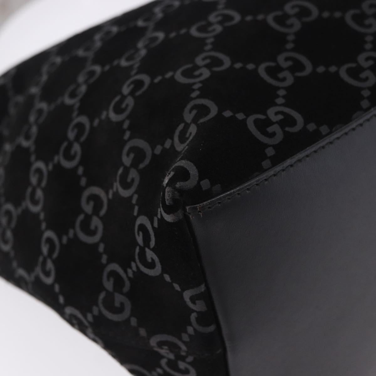 GUCCI GG Canvas Shoulder Bag Suede Black 001 3298 1669 Auth 199902A