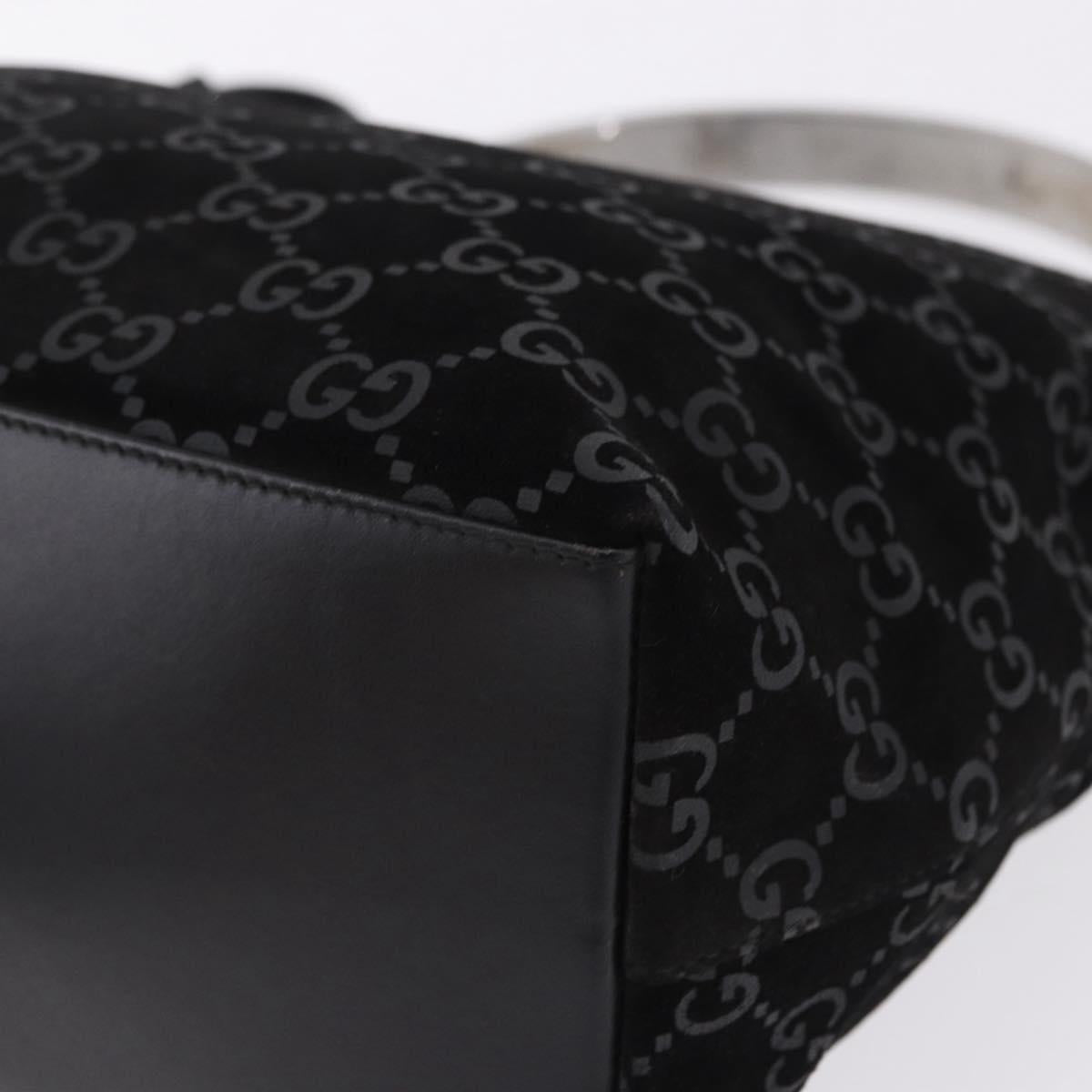 GUCCI GG Canvas Shoulder Bag Suede Black 001 3298 1669 Auth 199902A