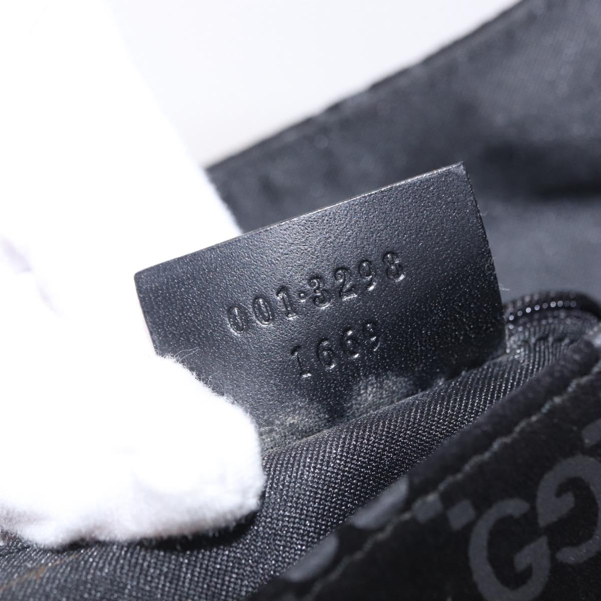 GUCCI GG Canvas Shoulder Bag Suede Black 001 3298 1669 Auth 199902A