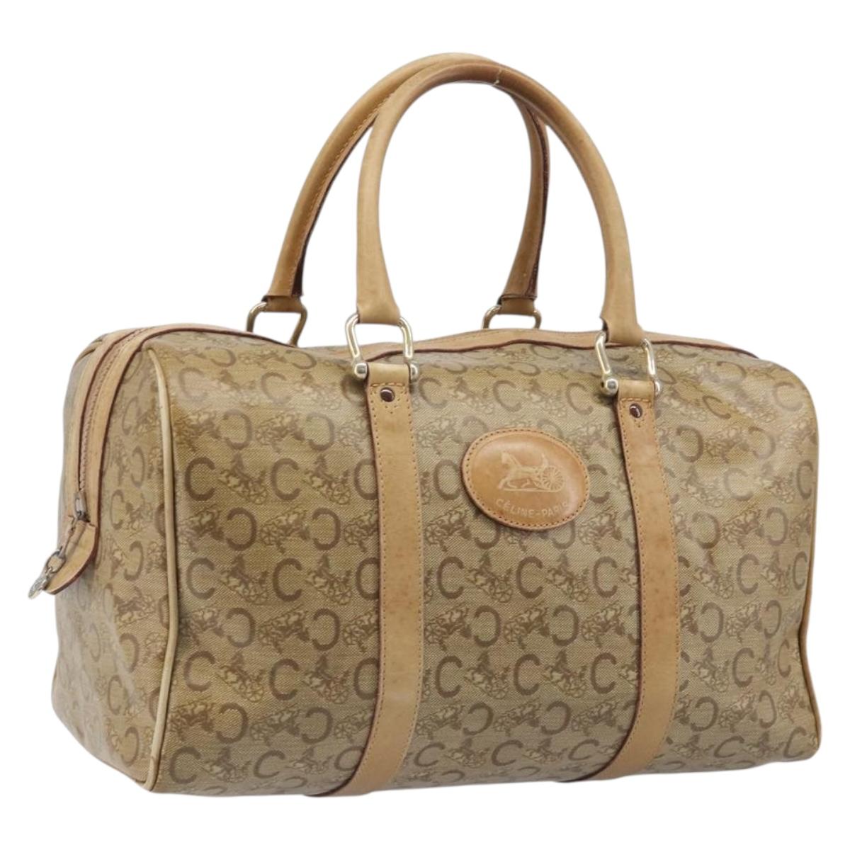 CELINE C Sulky Hand Bag PVC Beige Gold Auth 199903