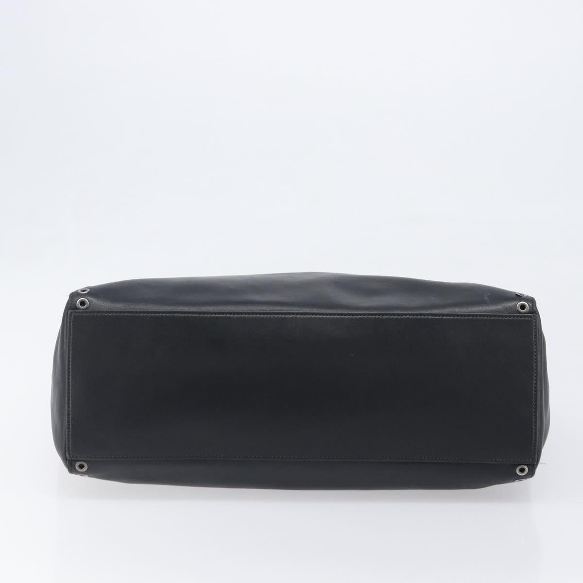 PRADA Tote Bag Leather Black Silver Auth 199907