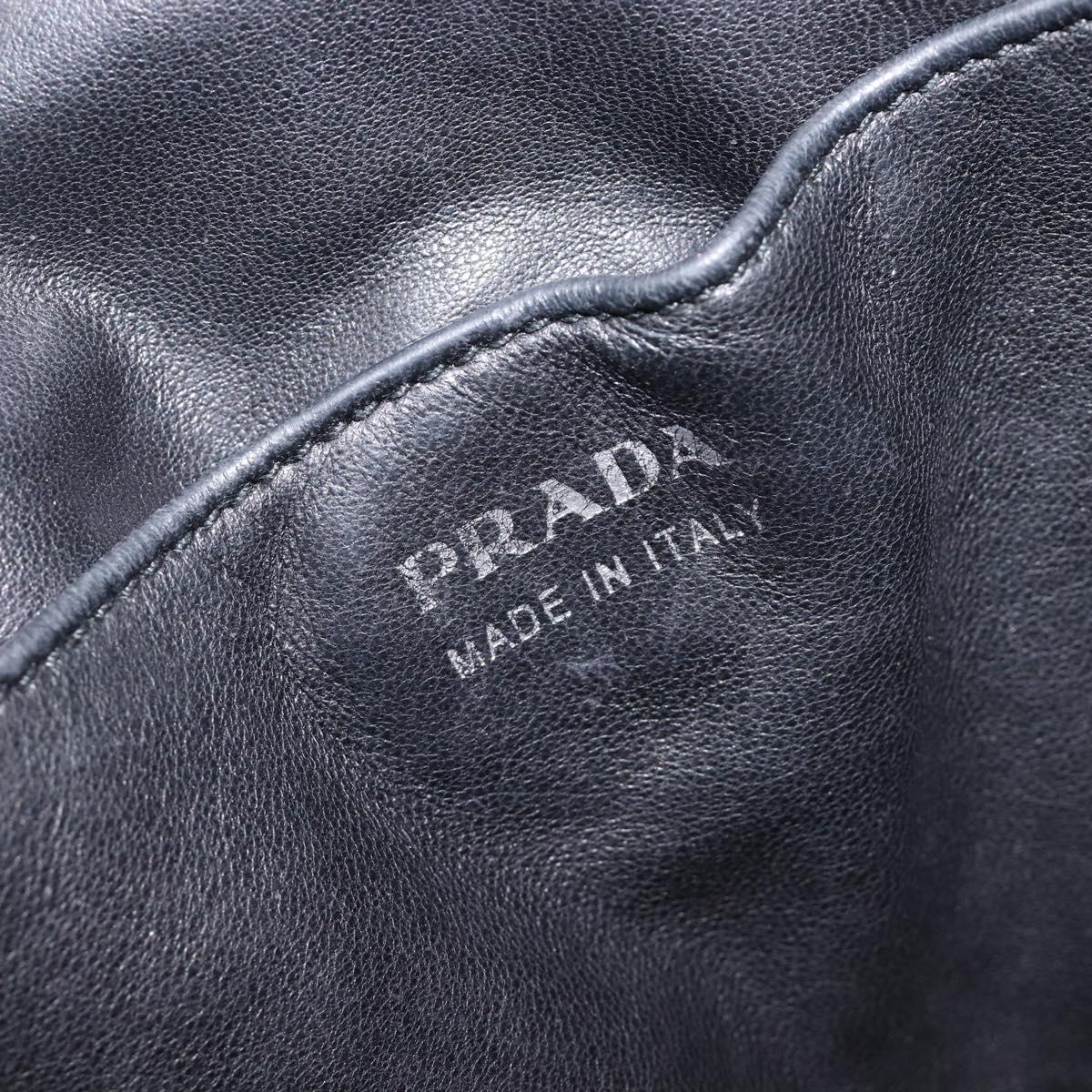 PRADA Tote Bag Leather Black Silver Auth 199907