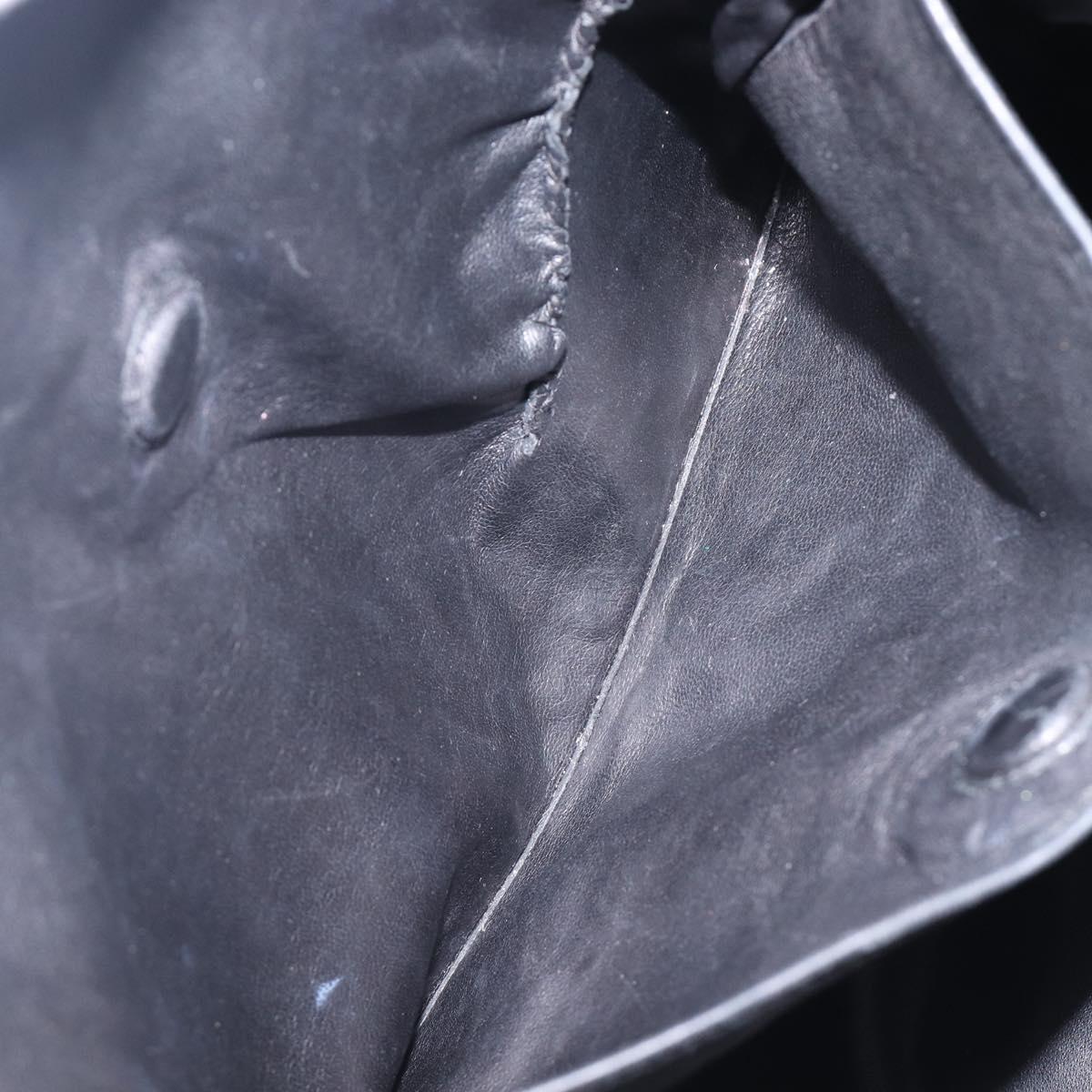 PRADA Tote Bag Leather Black Silver Auth 199907