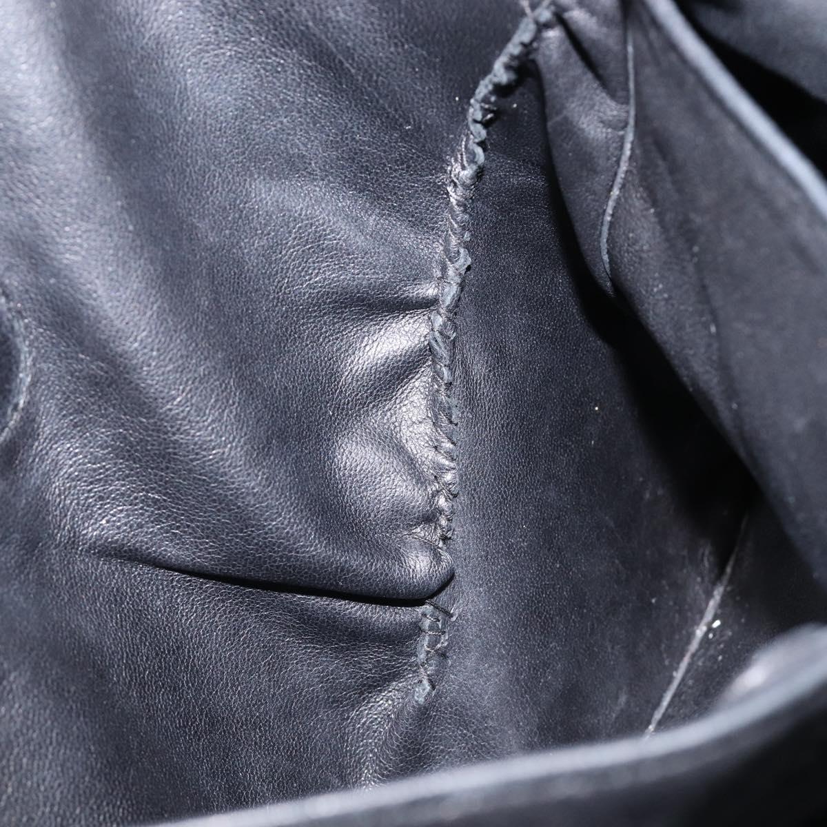 PRADA Tote Bag Leather Black Silver Auth 199907