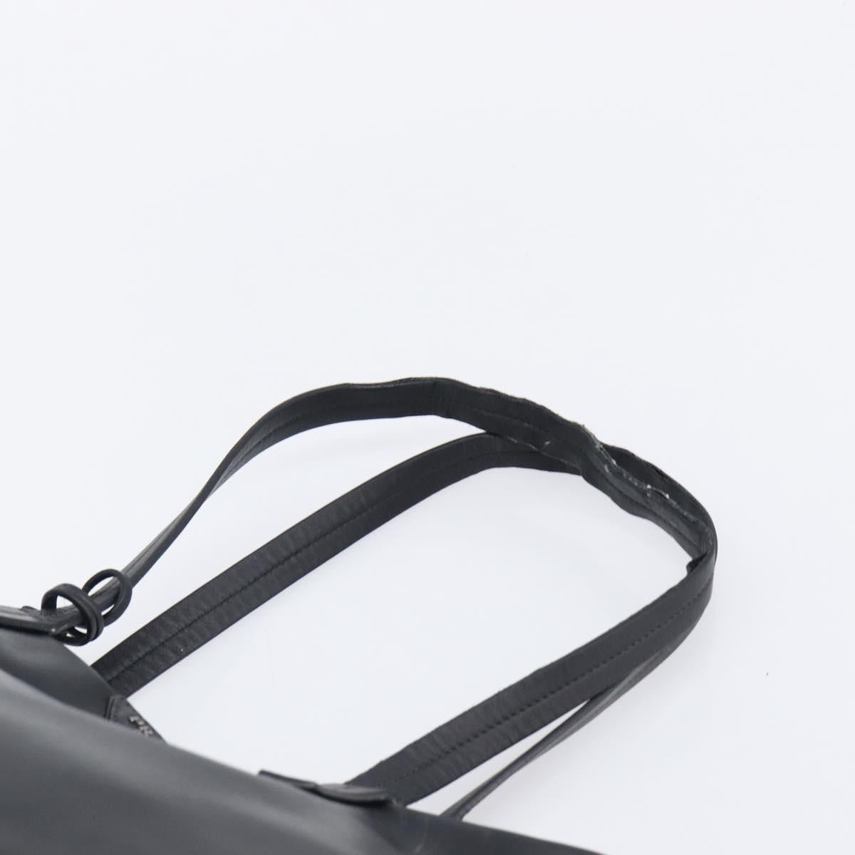PRADA Tote Bag Leather Black Silver Auth 199907