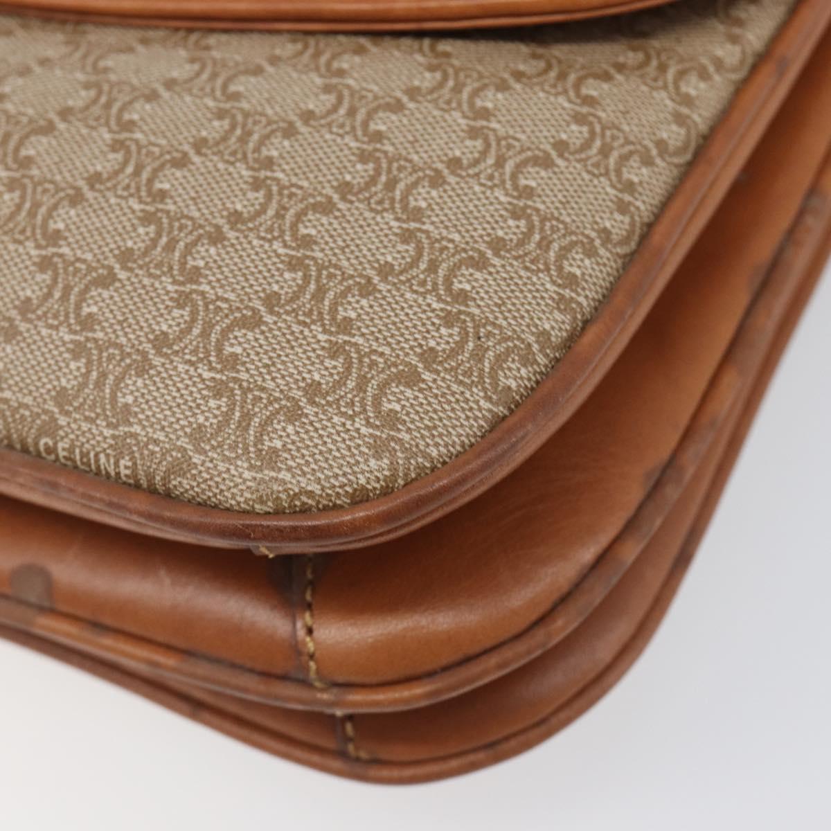 CELINE Macadam Canvas Shoulder Bag PVC Beige Gold Auth 199912