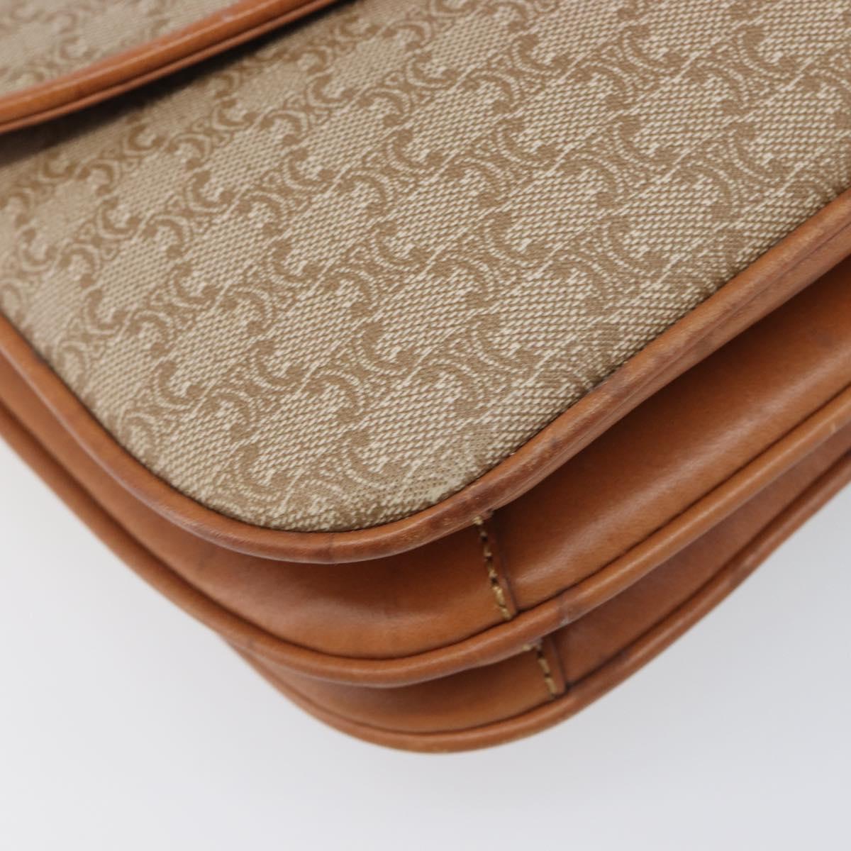 CELINE Macadam Canvas Shoulder Bag PVC Beige Gold Auth 199912