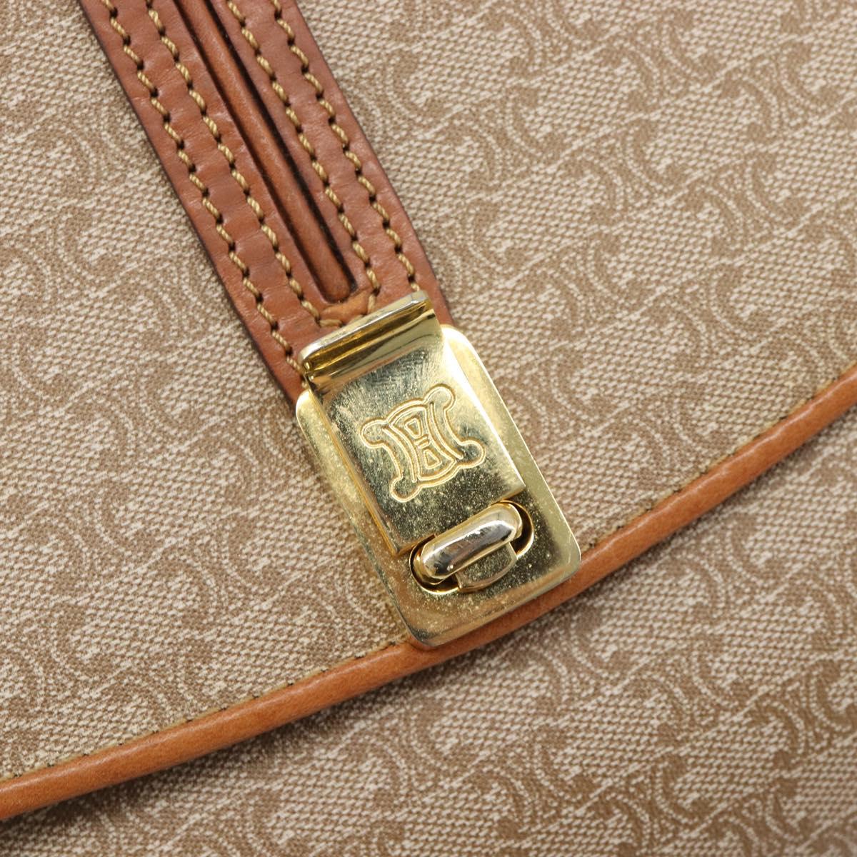 CELINE Macadam Canvas Shoulder Bag PVC Beige Gold Auth 199912