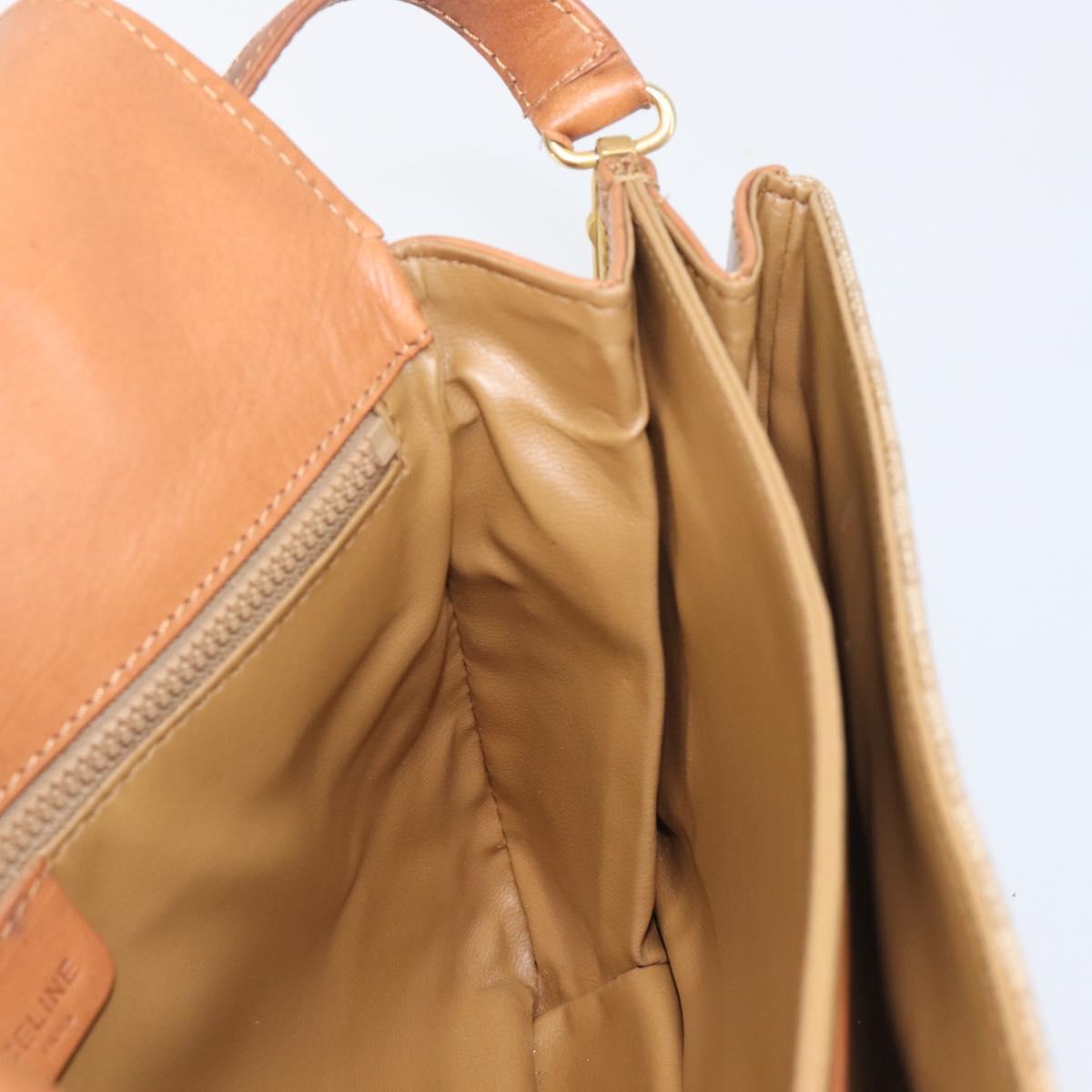 CELINE Macadam Canvas Shoulder Bag PVC Beige Gold Auth 199912