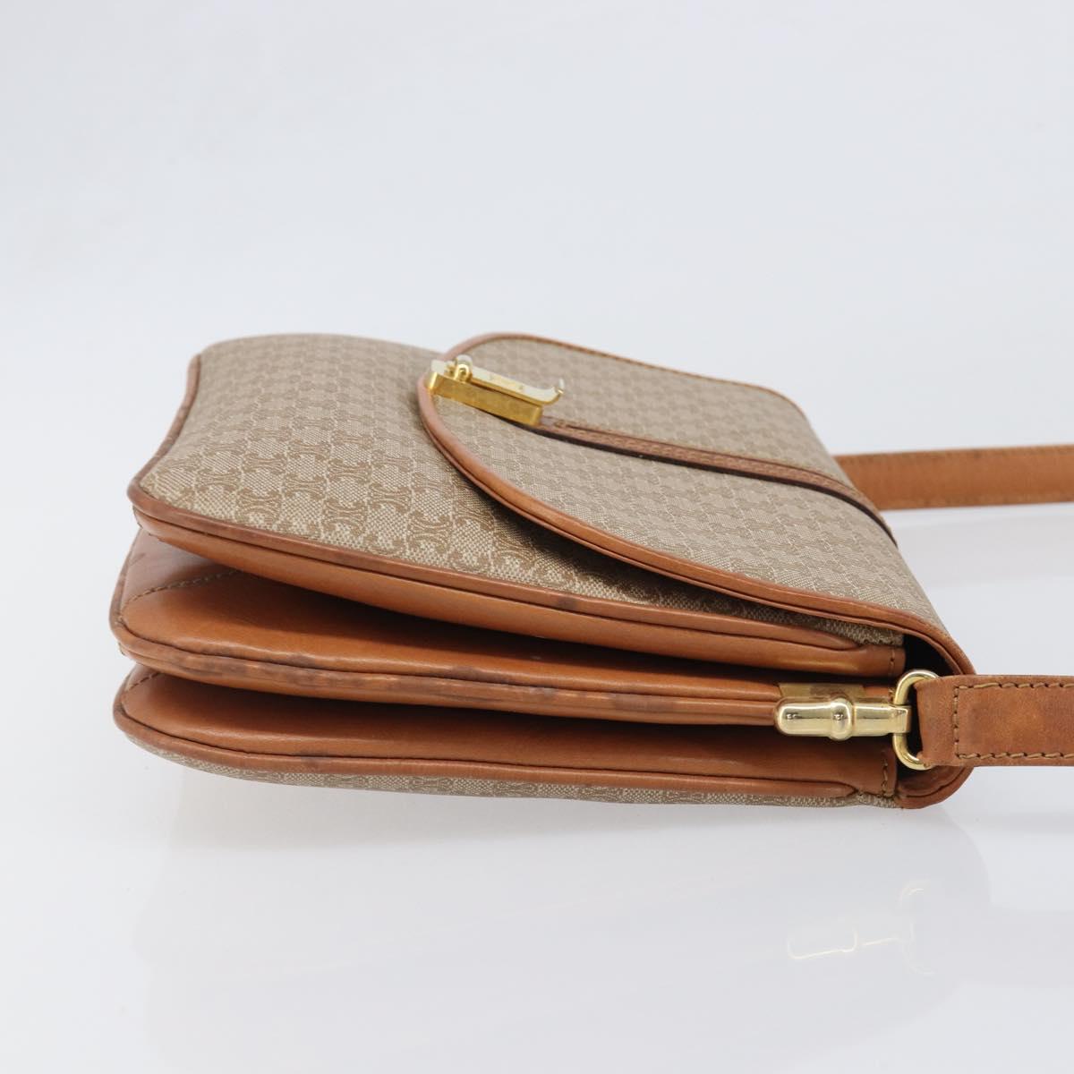 CELINE Macadam Canvas Shoulder Bag PVC Beige Gold Auth 199912