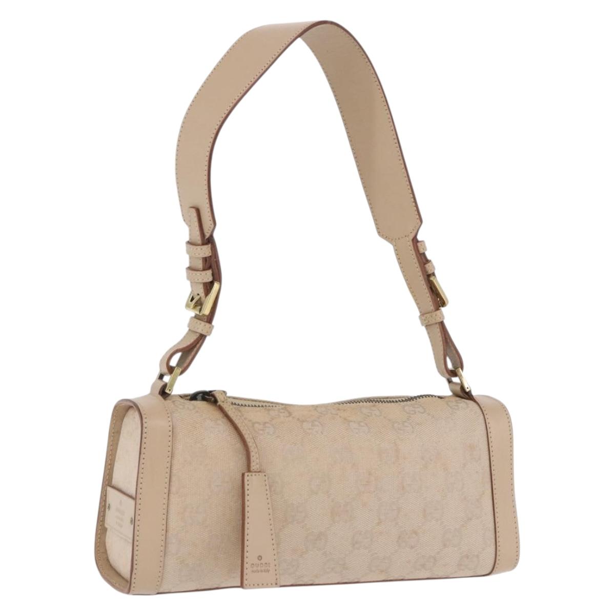 GUCCI GG Canvas Shoulder Bag Beige Gold 181092 Auth 199915