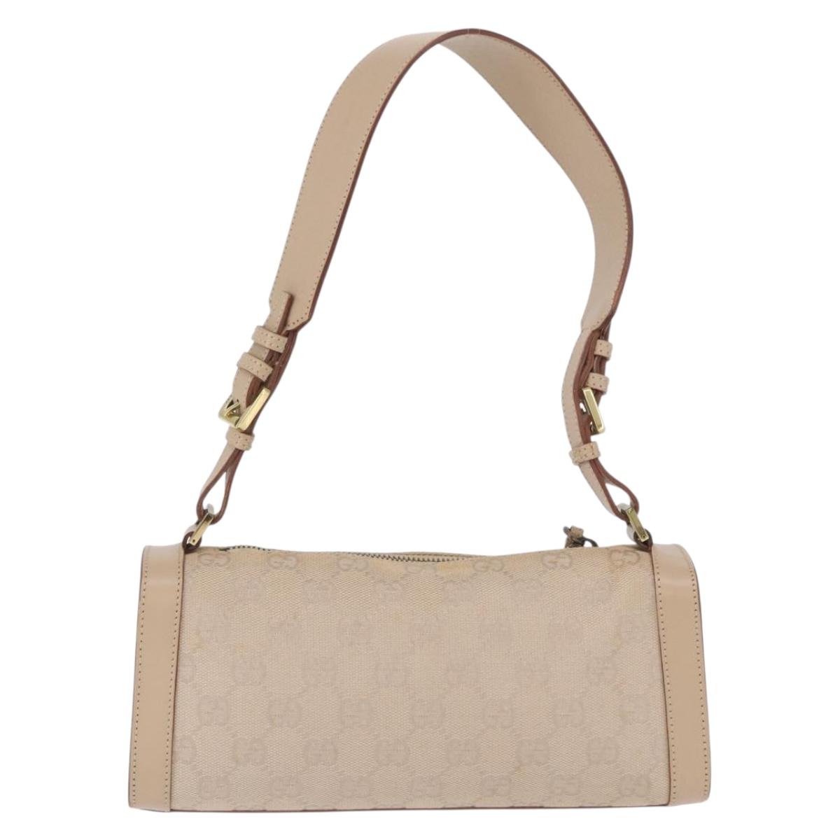 GUCCI GG Canvas Shoulder Bag Beige Gold 181092 Auth 199915