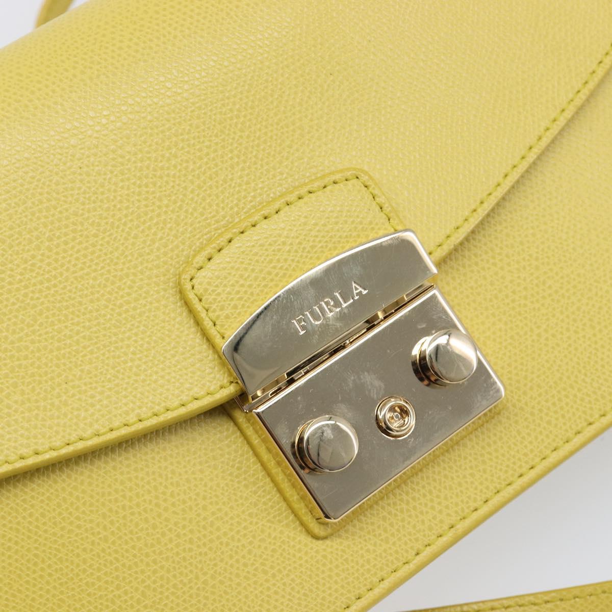 FURLA Shoulder Bag Leather Yellow Gold Auth 199917A