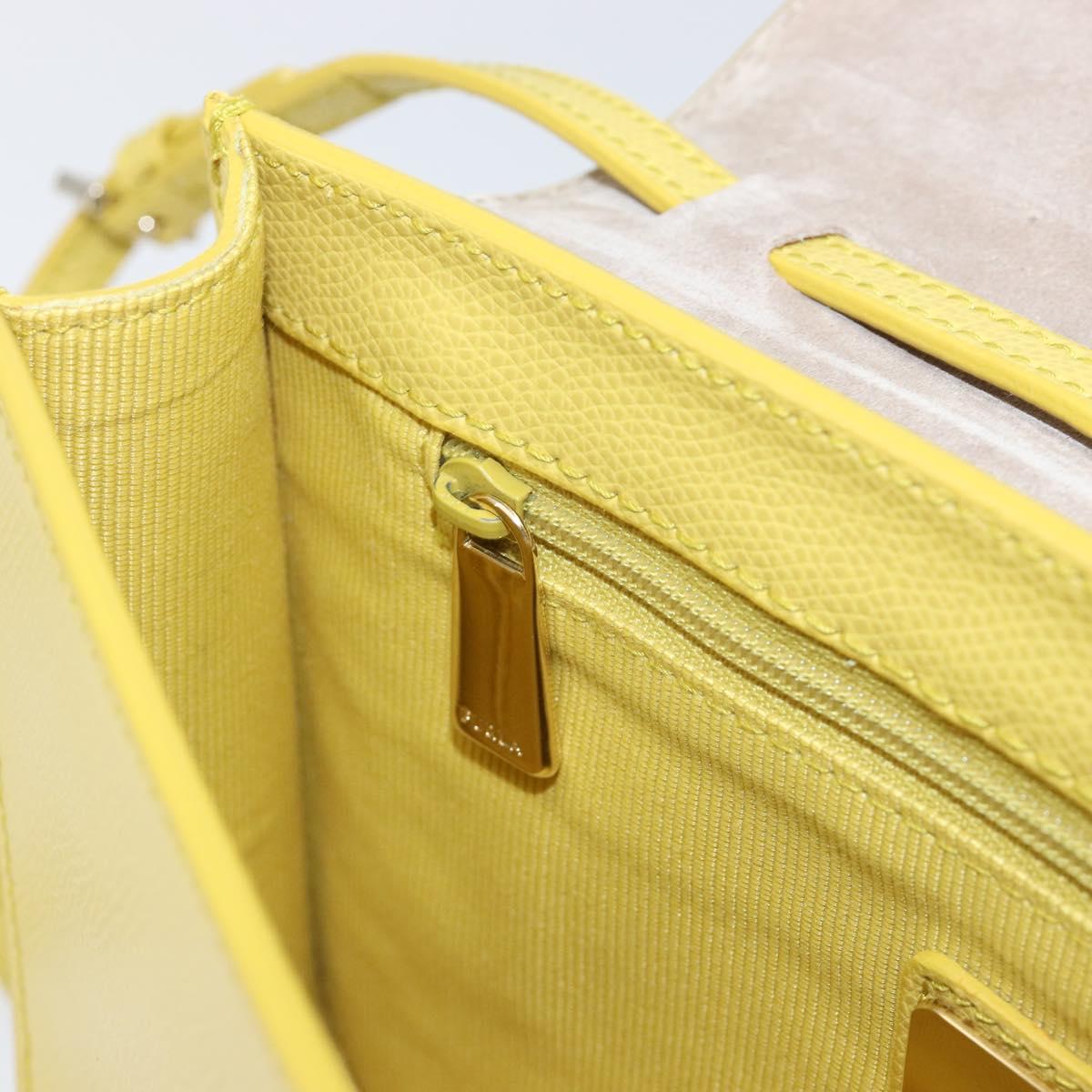 FURLA Shoulder Bag Leather Yellow Gold Auth 199917A