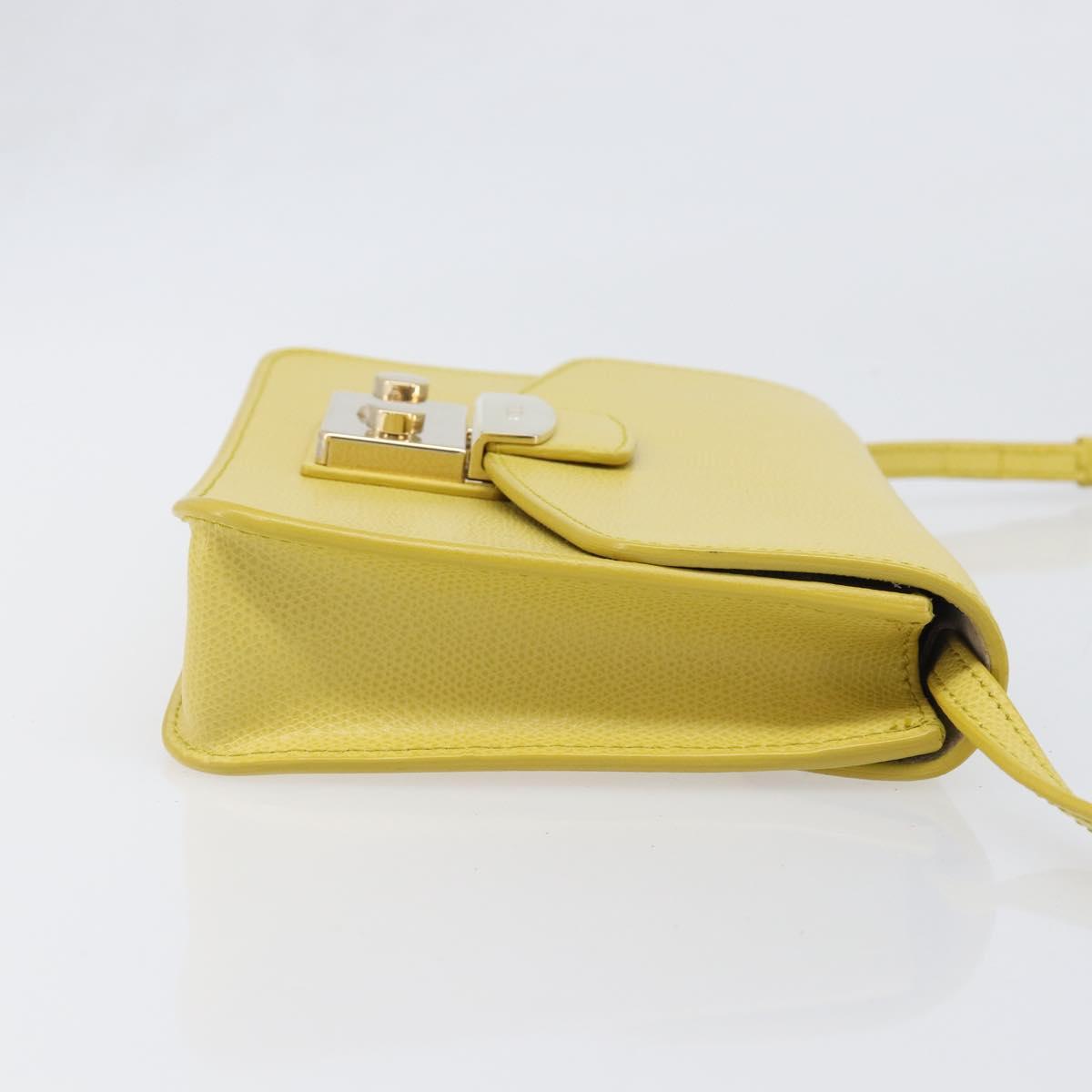 FURLA Shoulder Bag Leather Yellow Gold Auth 199917A