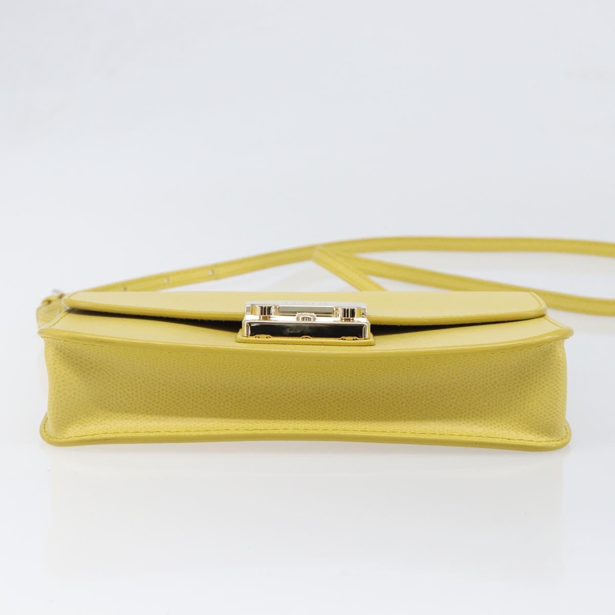 FURLA Shoulder Bag Leather Yellow Gold Auth 199917A
