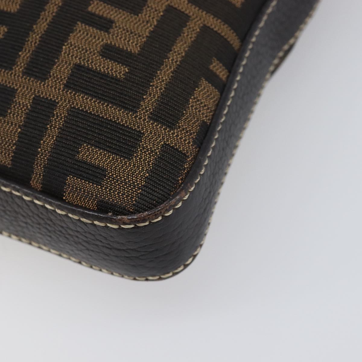 FENDI Zucca Canvas Celeria Shoulder Bag Black Brown Auth 199921A