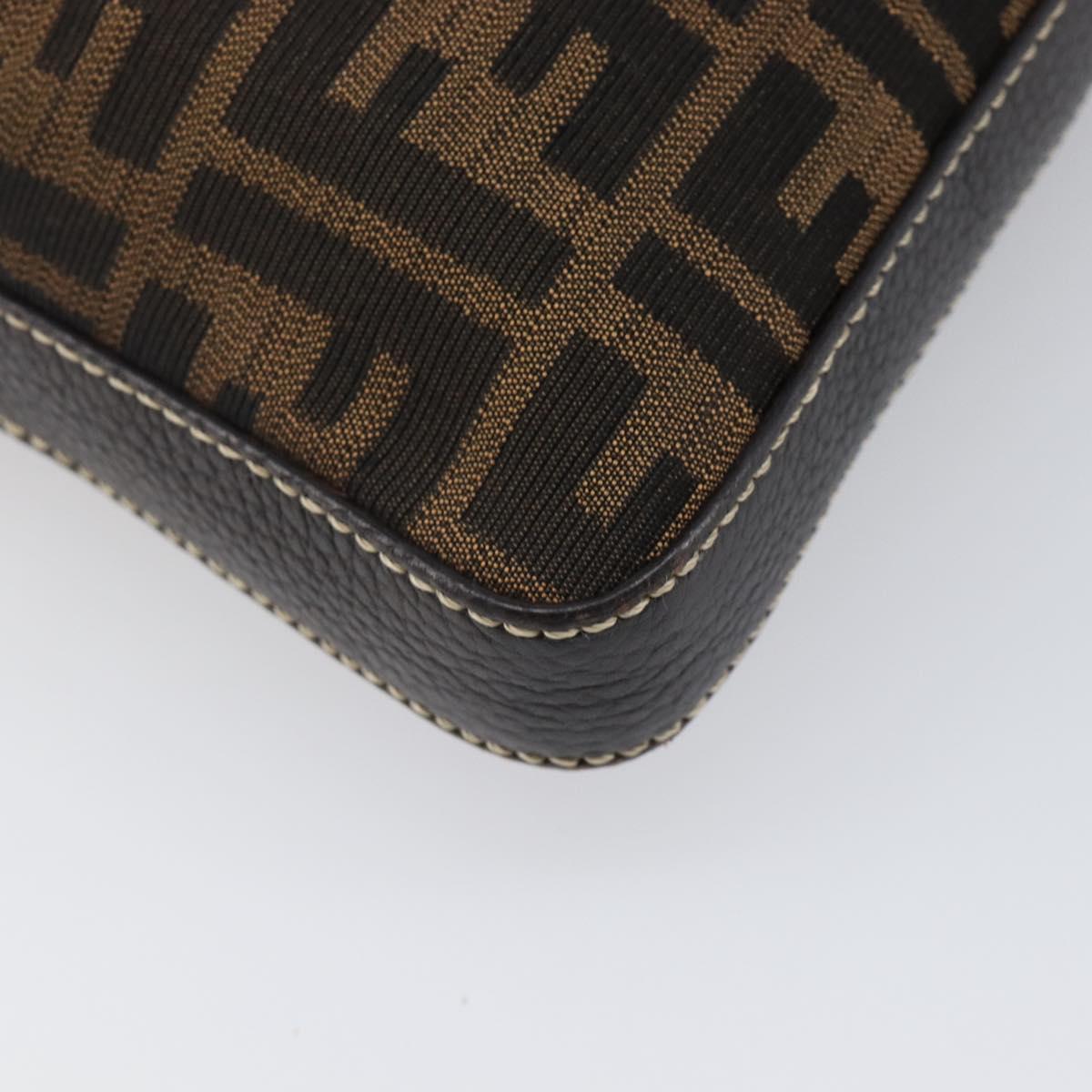 FENDI Zucca Canvas Celeria Shoulder Bag Black Brown Auth 199921A
