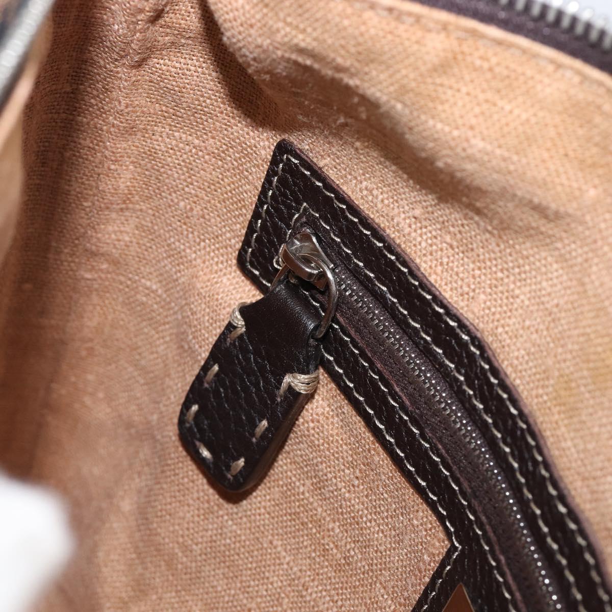 FENDI Zucca Canvas Celeria Shoulder Bag Black Brown Auth 199921A