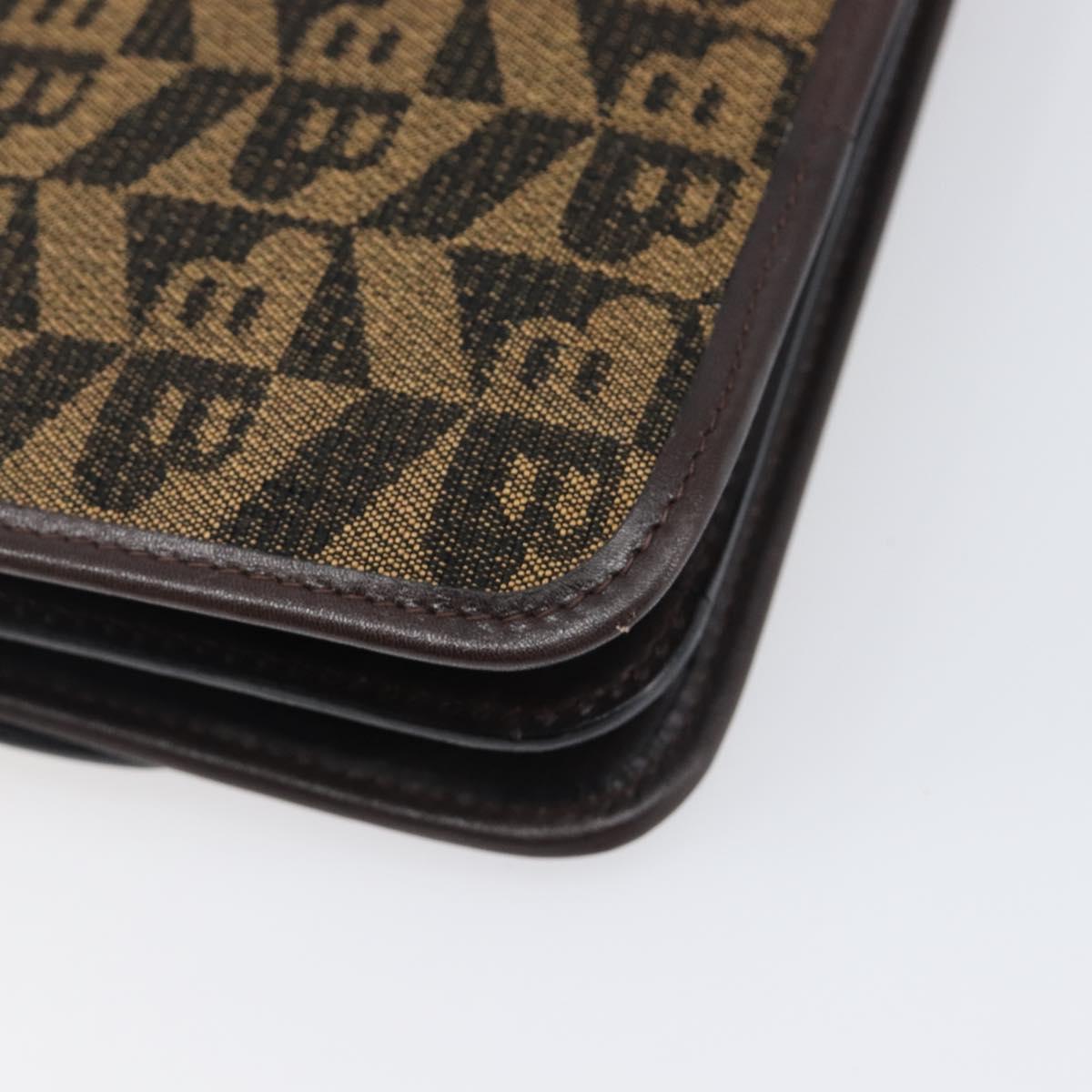 BALLY Shoulder Bag Canvas Gold Brown Auth 199922A