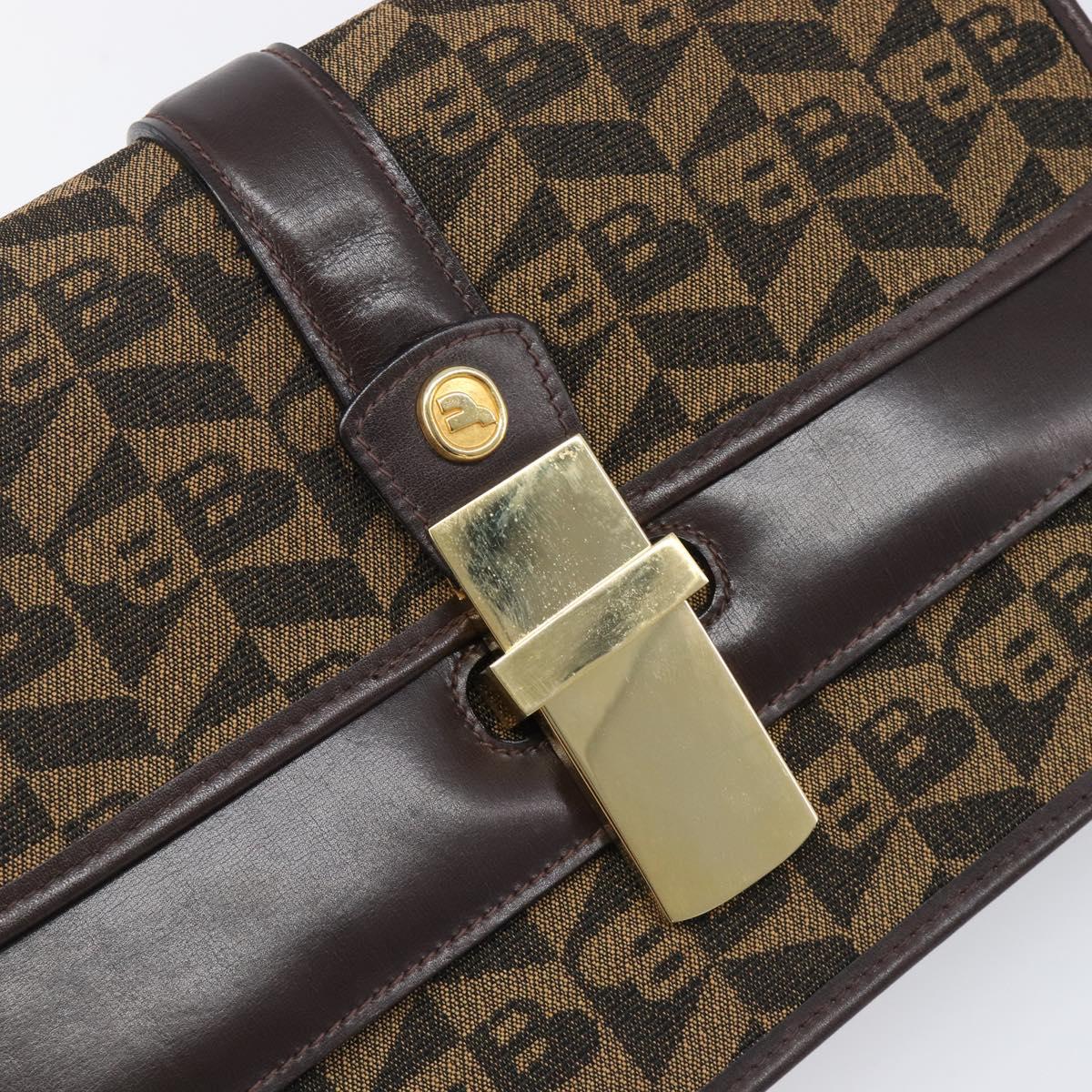 BALLY Shoulder Bag Canvas Gold Brown Auth 199922A