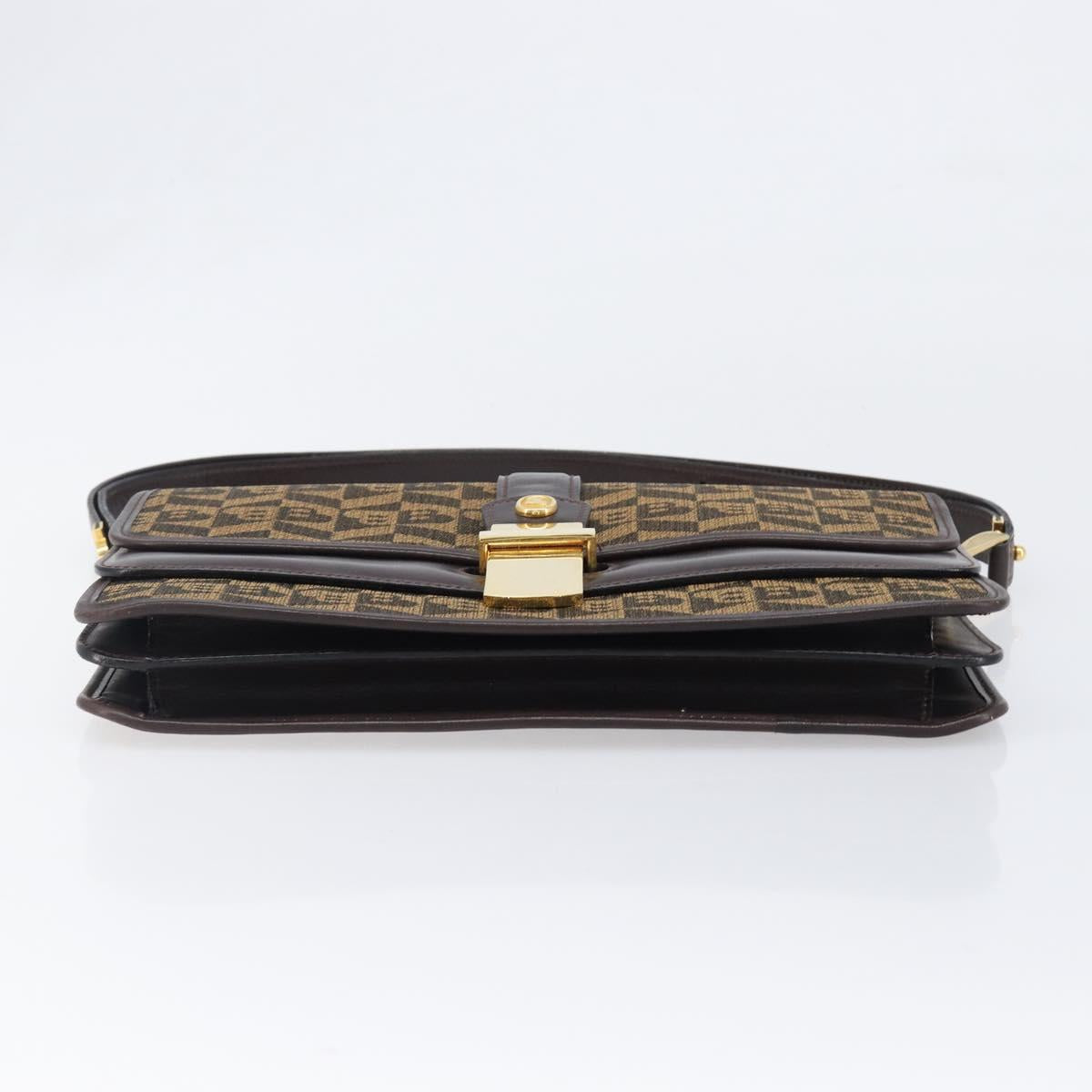BALLY Shoulder Bag Canvas Gold Brown Auth 199922A