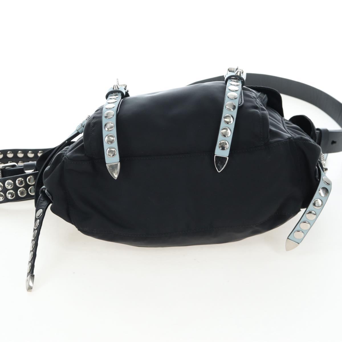 PRADA Shoulder Bag Nylon Black Silver Auth 199923SAM