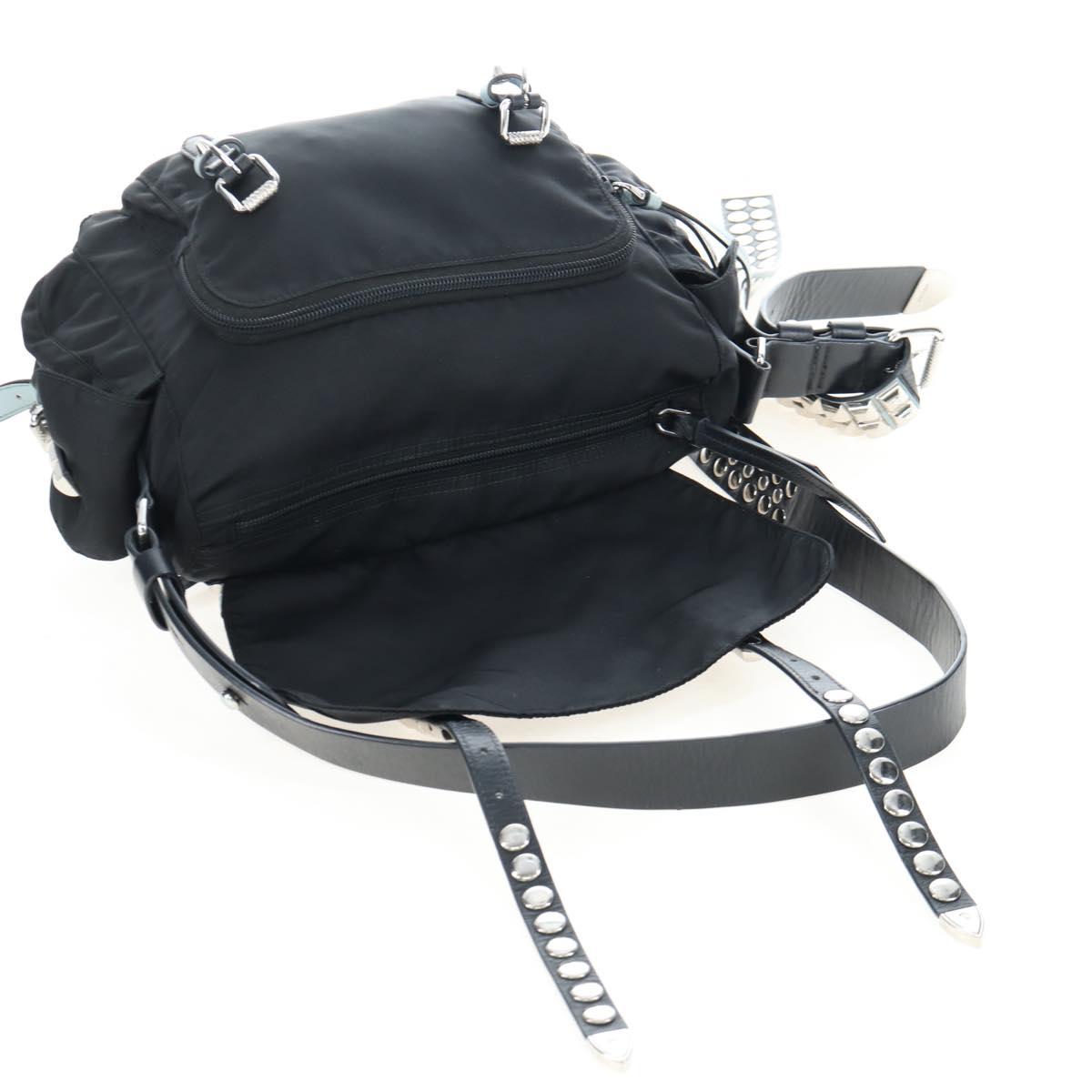 PRADA Shoulder Bag Nylon Black Silver Auth 199923SAM
