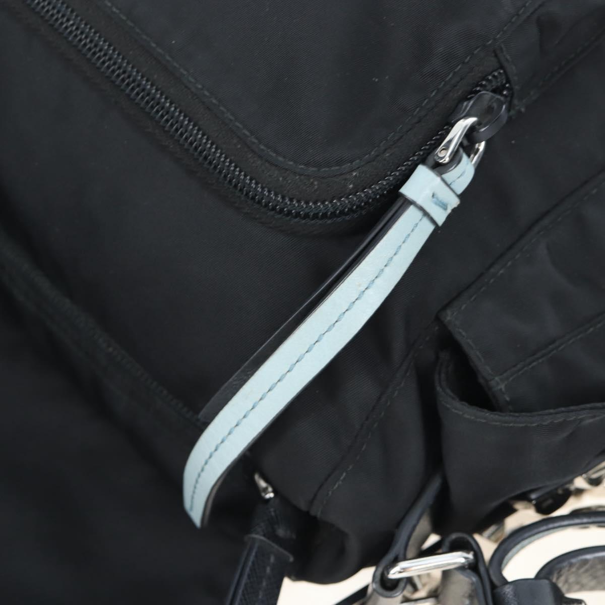 PRADA Shoulder Bag Nylon Black Silver Auth 199923SAM
