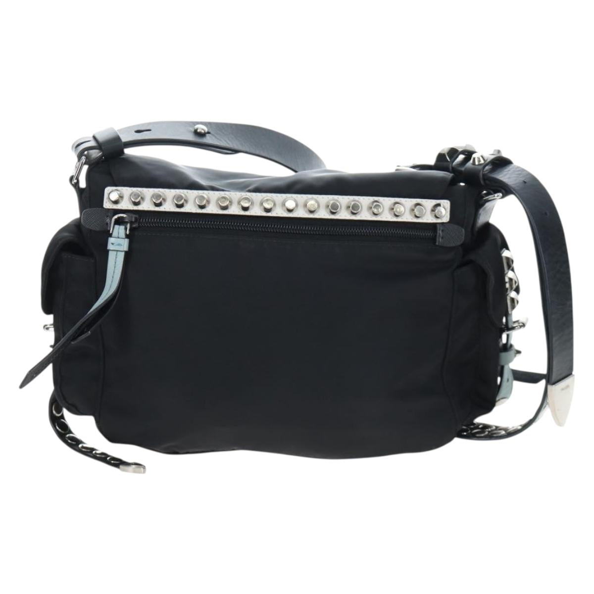 PRADA Shoulder Bag Nylon Black Silver Auth 199923SAM