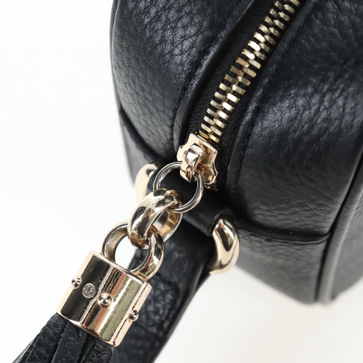 GUCCI Soho Shoulder Bag Leather Black Gold 308364 Auth 199930SAV