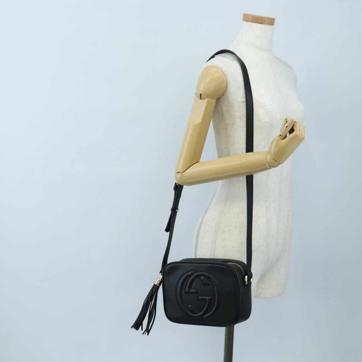 GUCCI Soho Shoulder Bag Leather Black Gold 308364 Auth 199930SAV