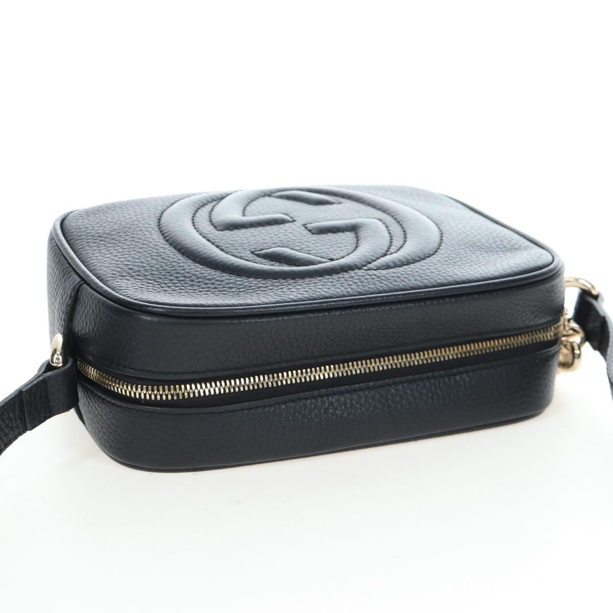 GUCCI Soho Shoulder Bag Leather Black Gold 308364 Auth 199930SAV