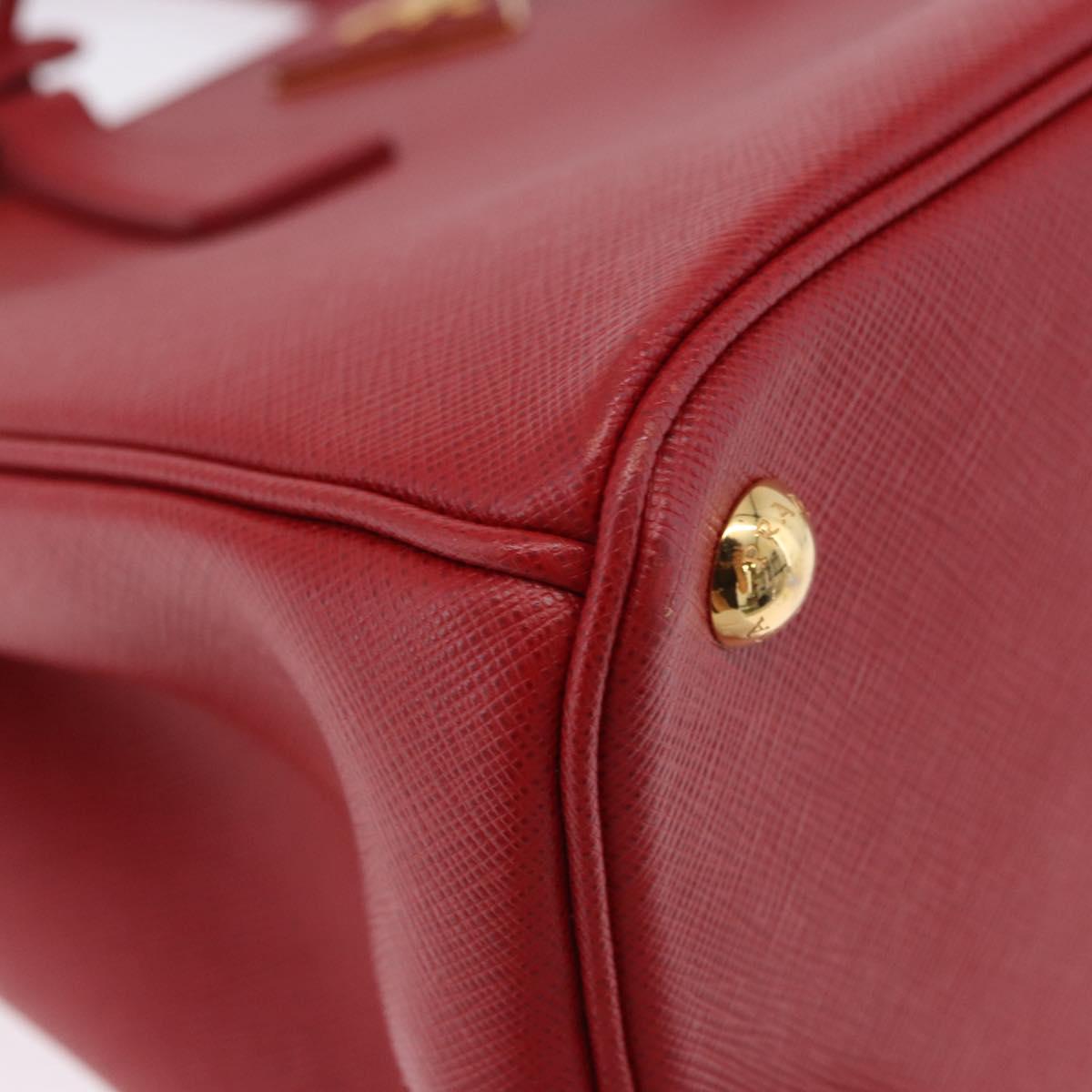 PRADA Galleria Hand Bag Saffiano leather 2way Red Gold Auth 199932V